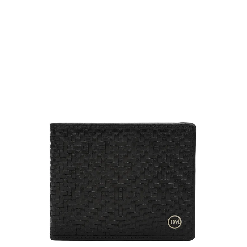 دا ميلانو Black Bifold Leather Mens Wallet